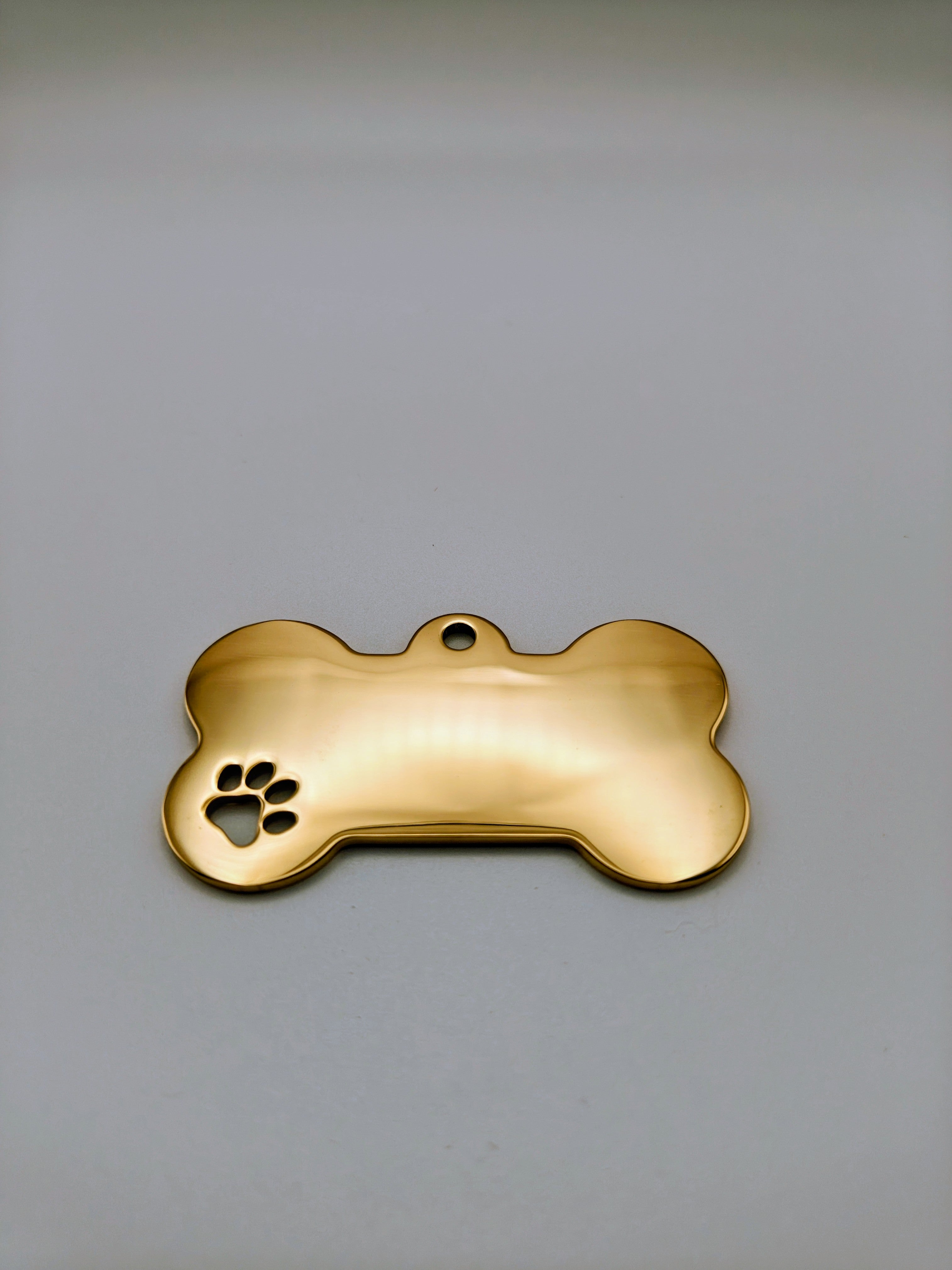 Custom Engraved Stainless Steel Dog Collar – Gold Chain and Tag