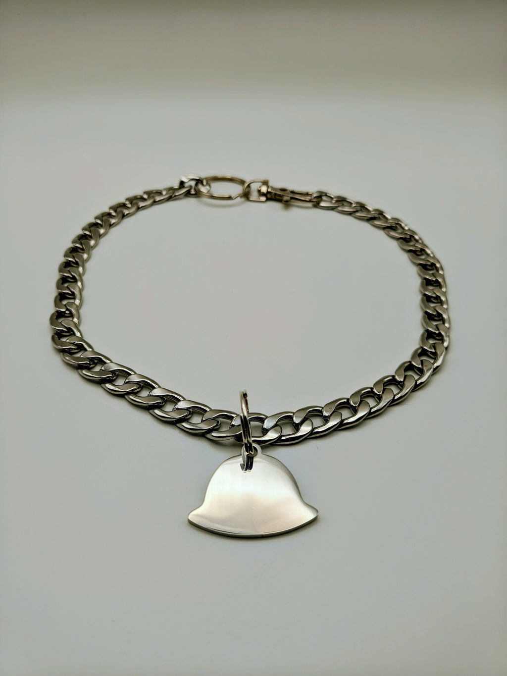 Custom Engraved Stainless Steel Pet Collar – Silver Chain and Tag
