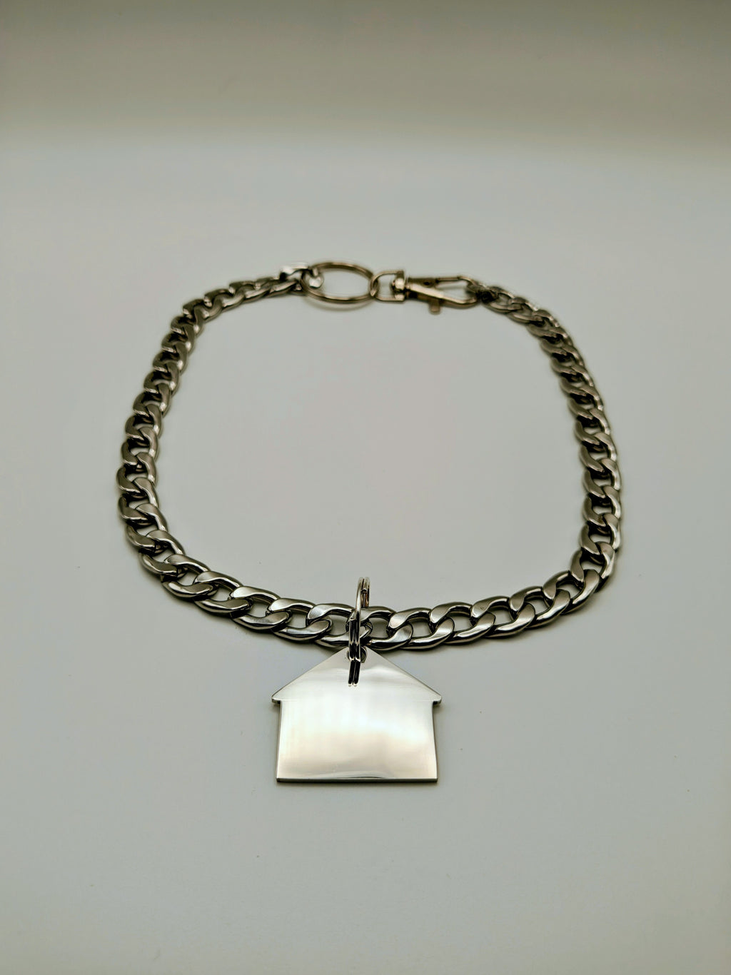 Custom Engraved Stainless Steel Pet Collar – Silver Chain and Tag