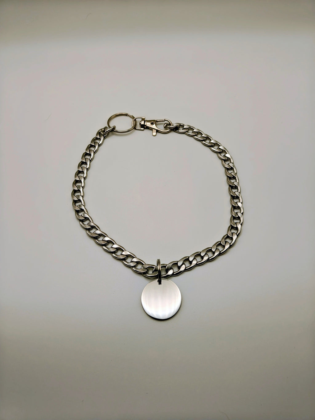 Custom Engraved Stainless Steel Pet Collar – Silver Chain and Tag