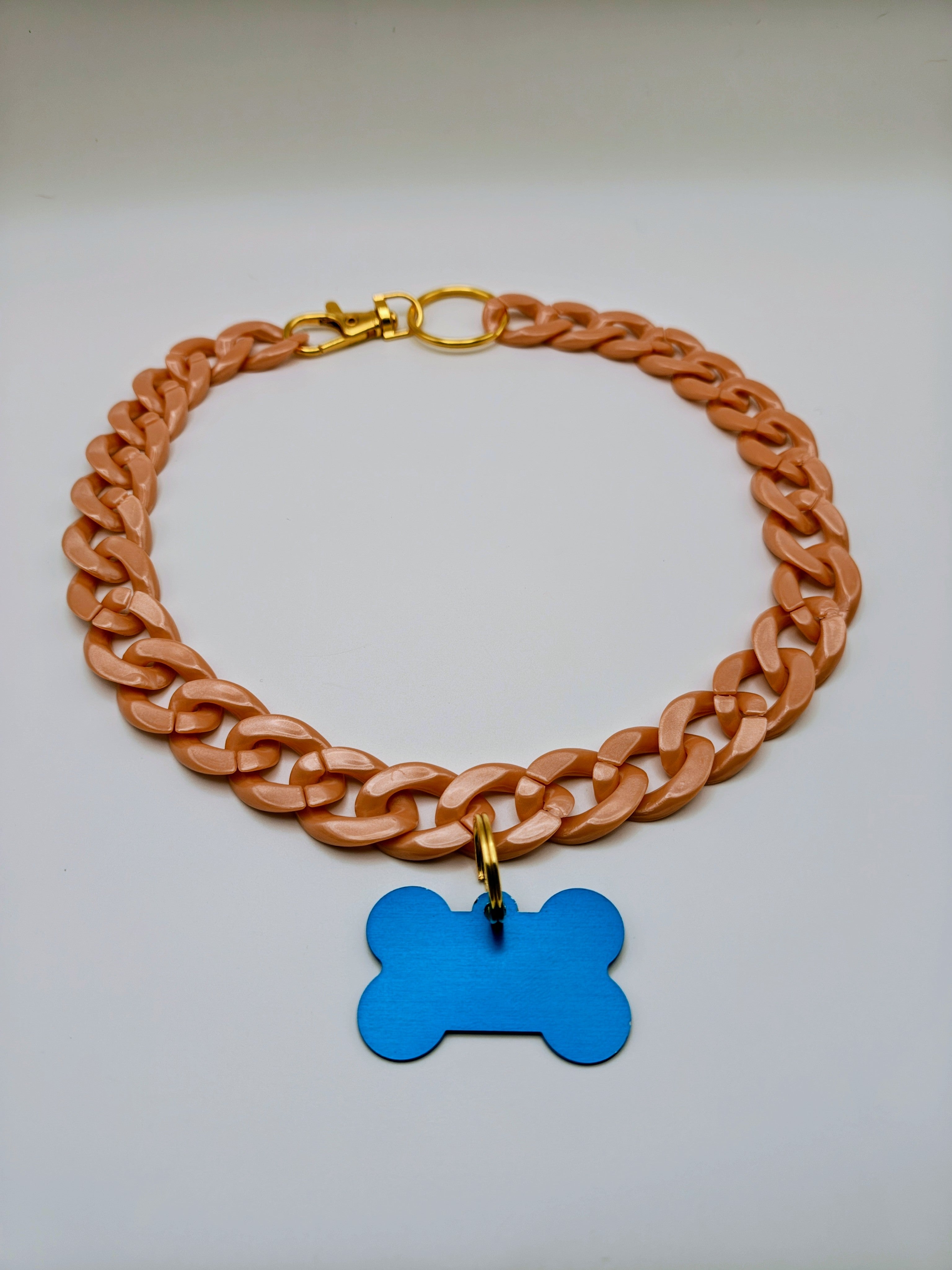 Custom Engraved Lightweight Chain Pet Collar – Colorful Style