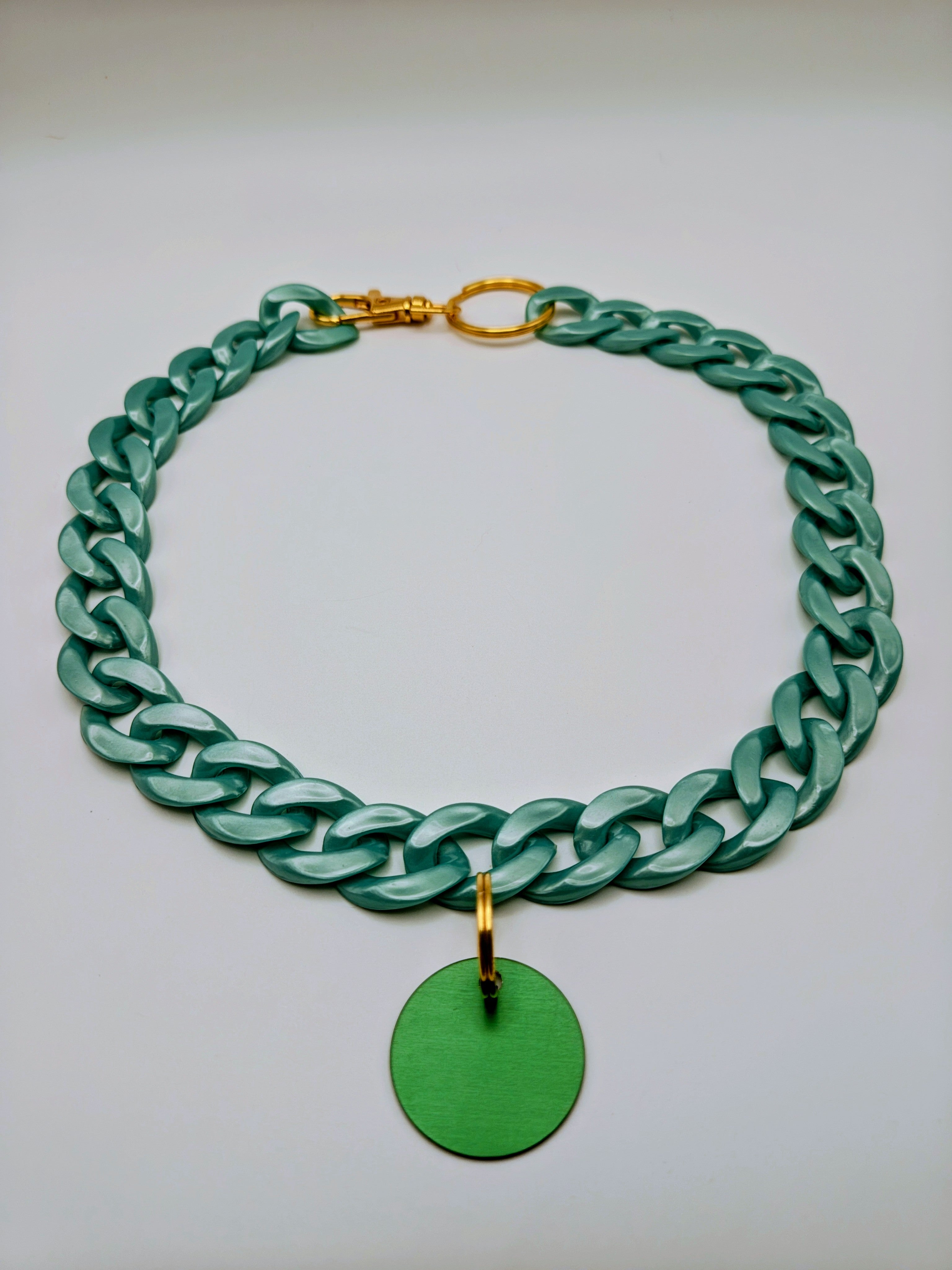 Custom Engraved Lightweight Chain Dog Collar – Colorful Style