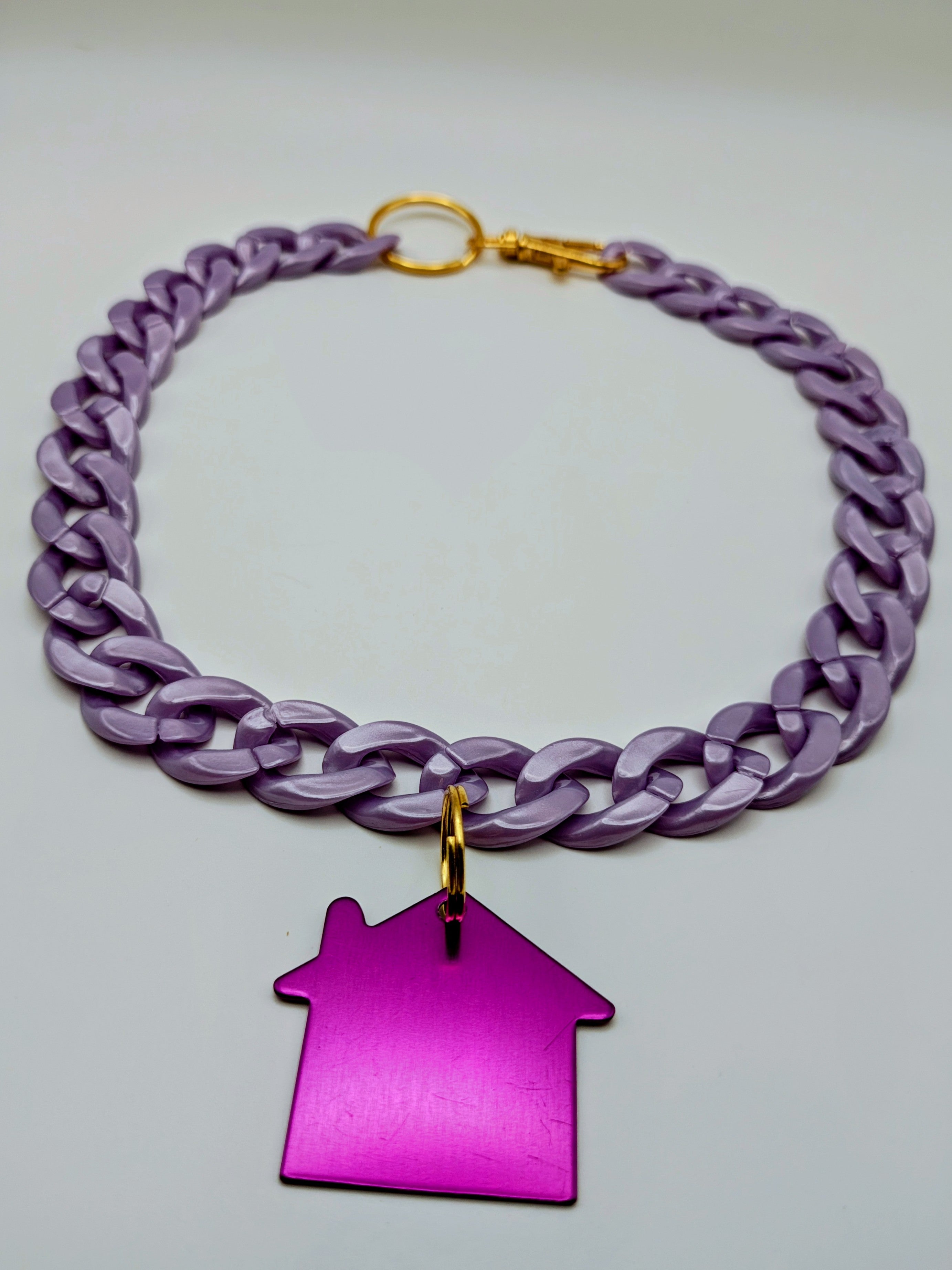 Custom Engraved Lightweight Chain Dog Collar – Colorful Style