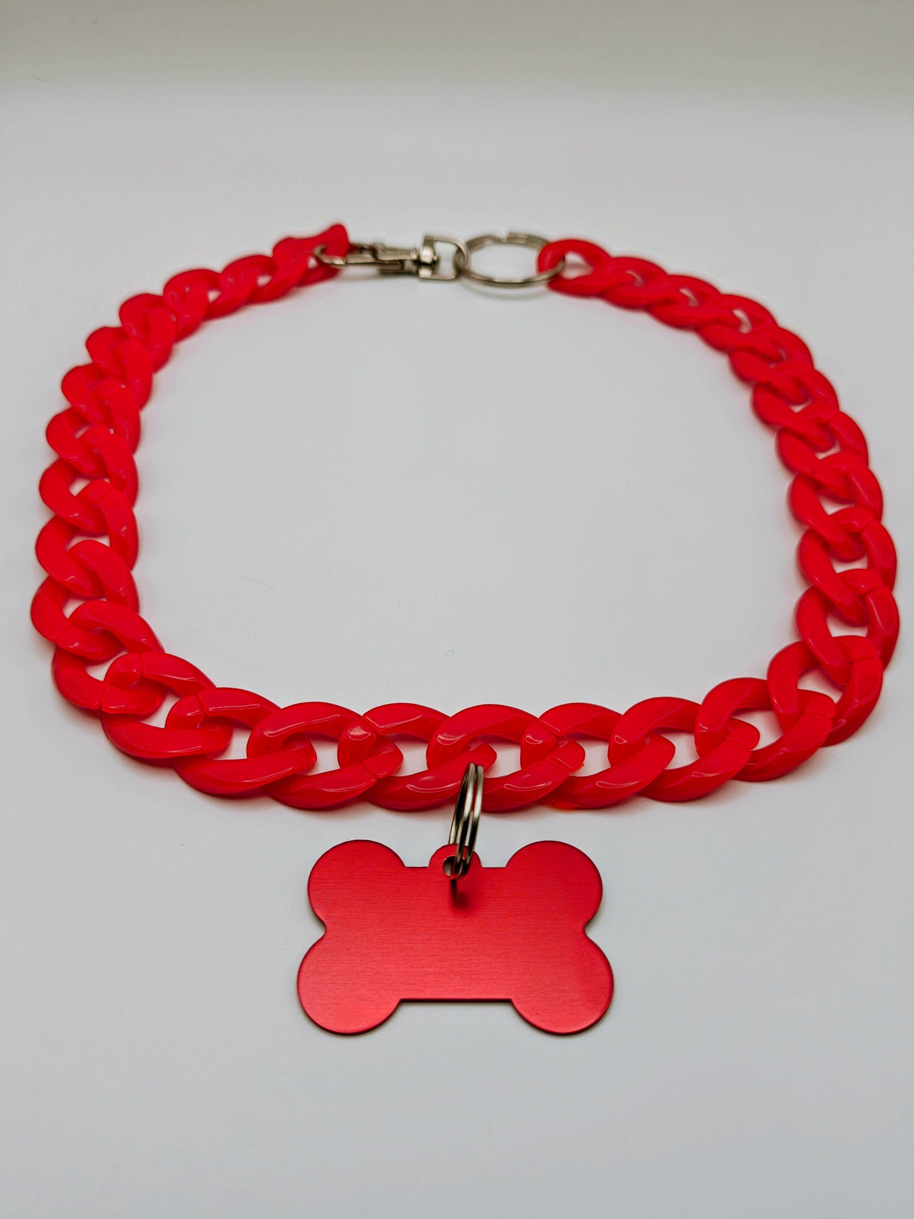 Custom Engraved Lightweight Chain Dog Collar – Colorful Style