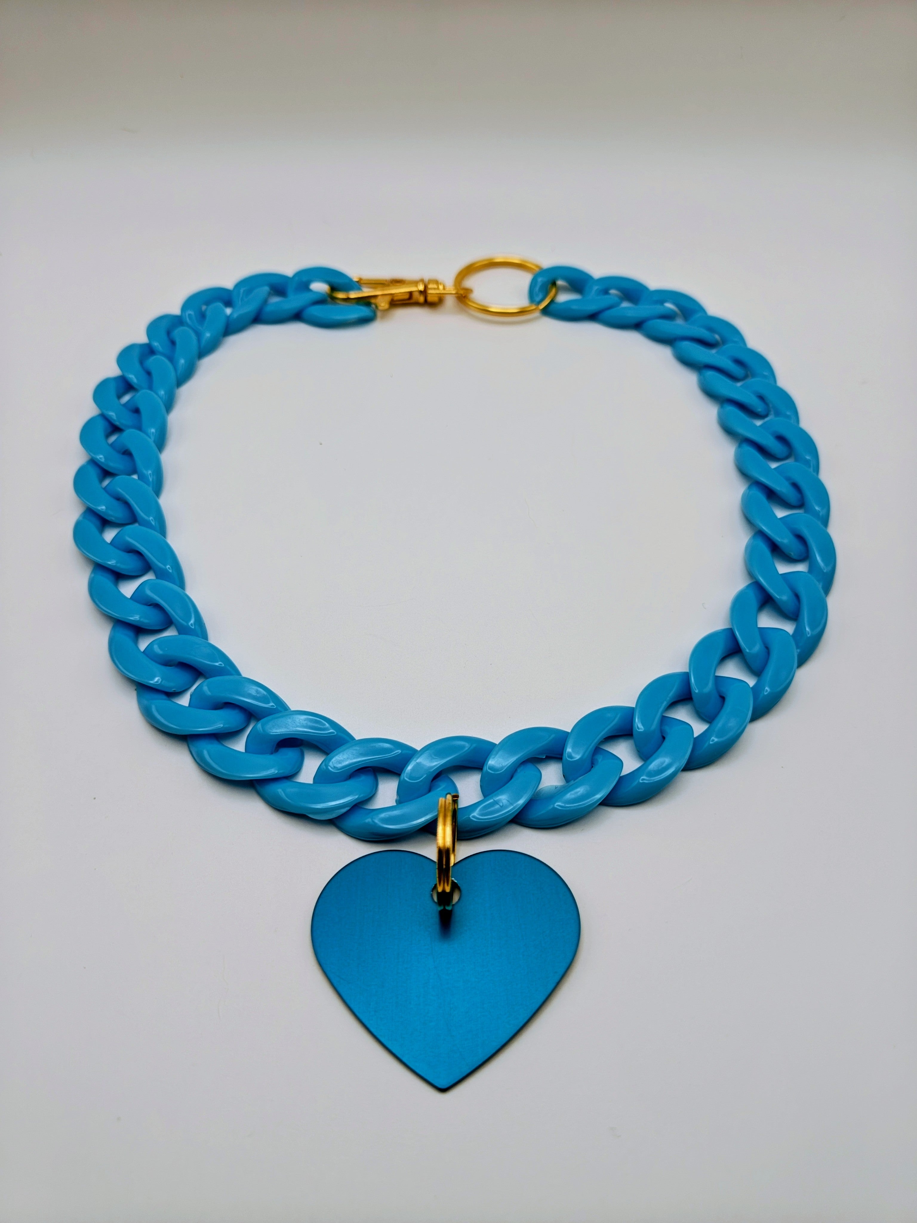 Custom Engraved Lightweight Chain Dog Collar – Colorful Style