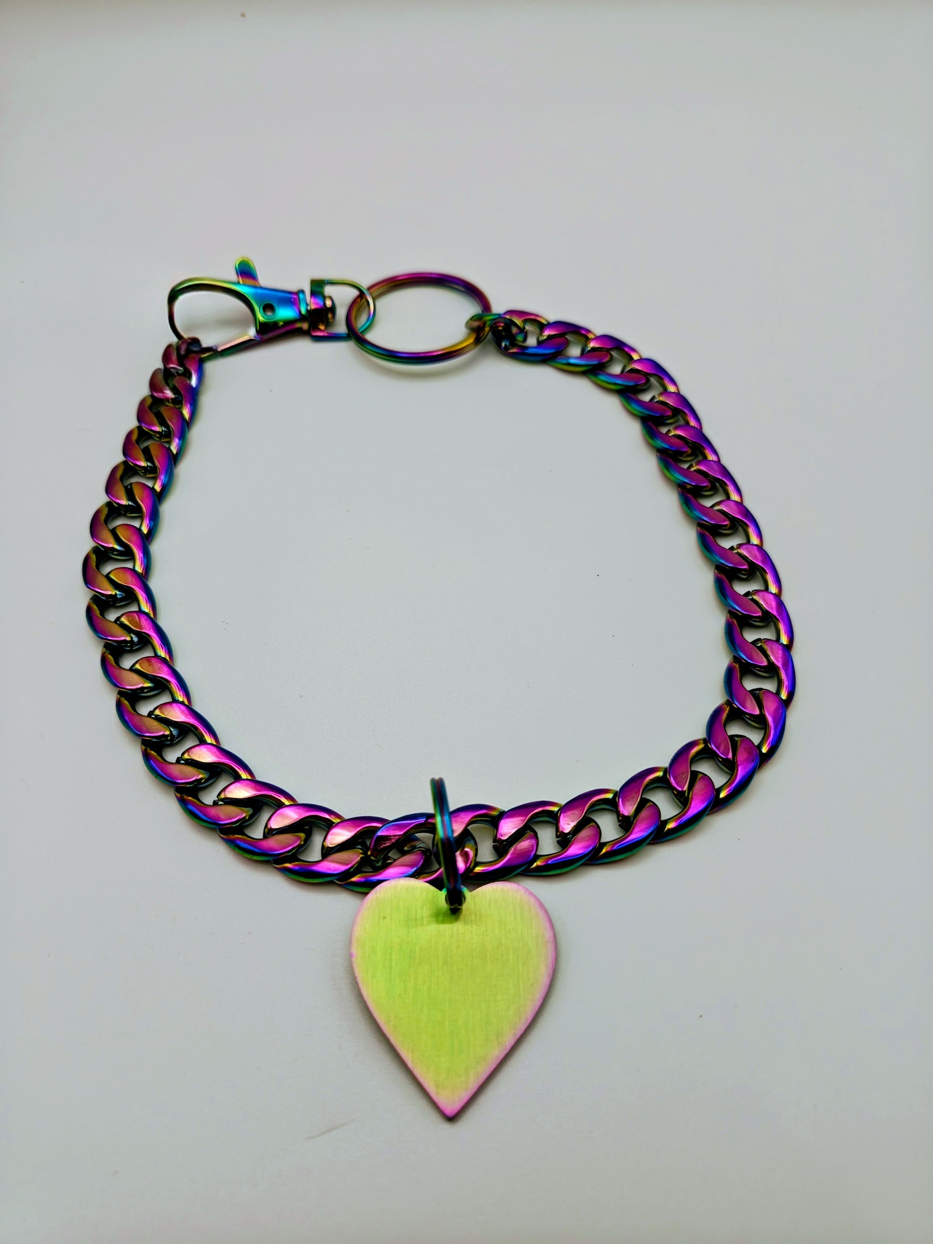 Custom Engraved Stainless Steel Dog Collar – Multicolor Chain and Tag