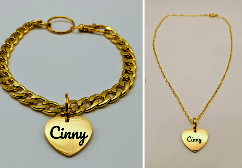 Matching Pet & Owner Jewelry Set 🐾✨ | Personalized Engraved Necklace + Collar Tag