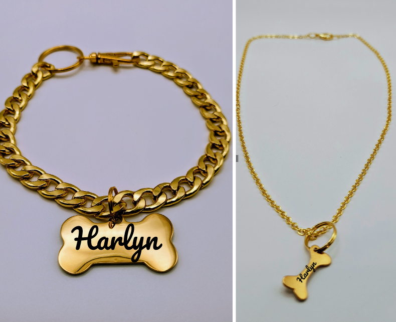 Matching Pet & Owner Jewelry Set 🐾✨ | Personalized Engraved Necklace + Collar Tag