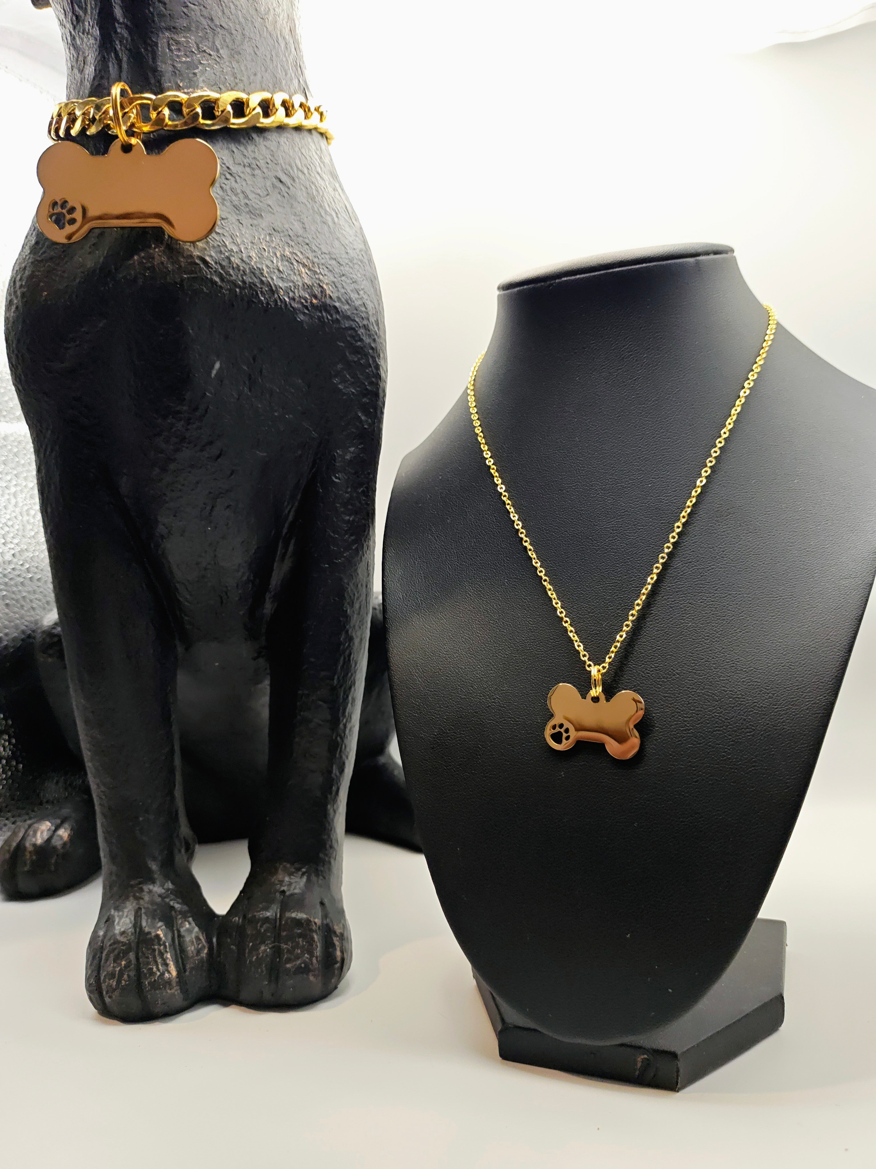 Matching Pet & Owner Jewelry Set 🐾✨ | Personalized Engraved Necklace + Collar Tag