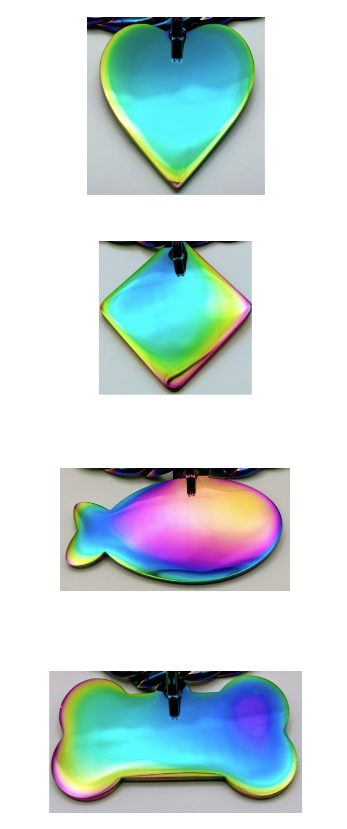 Custom Engraved Stainless Steel Pet Collar – Gold Colorful Chain and Tag